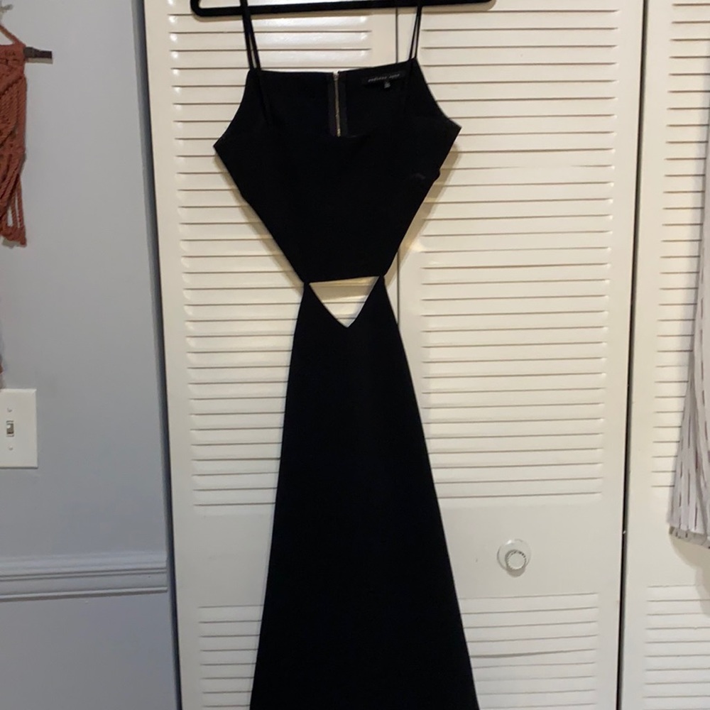 Black Open Back and Side Midi Dress